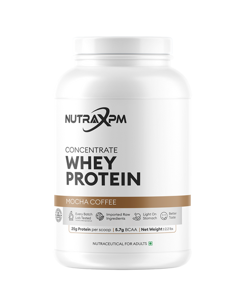 NUTRAXPM Concentrate Whey Protein – High Quality Protein | 25.2g Protein | 5.7g BCAA | 2.2 lbs – Cafe Mocha