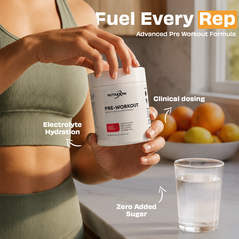 NUTRAXPM Pre-Workout – Energy | Focus | Performance | 360g | 200mg Caffeine – Fruit Punch