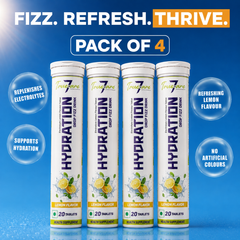 Pack Of 4 Hydration Electrolyte Effervescent Tablets | Lemon Flavor | Hydration & Mineral Support | 20  Tablets