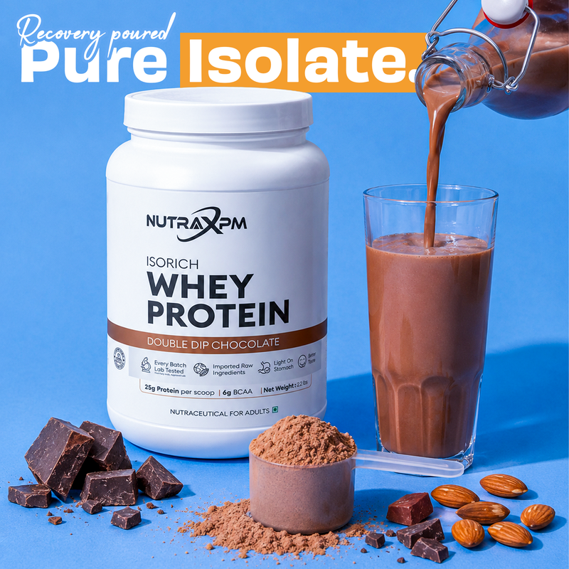NUTRAXPM Isorich Whey Protein – Double Dip Chocolate Isolate & Concentrate Blend | 25.67g Protein | 5.7g BCAA | 2.2 lbs