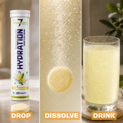 Hydration Electrolyte Effervescent Tablets | Lemon Flavor | Hydration & Mineral Support | 20  Tablets