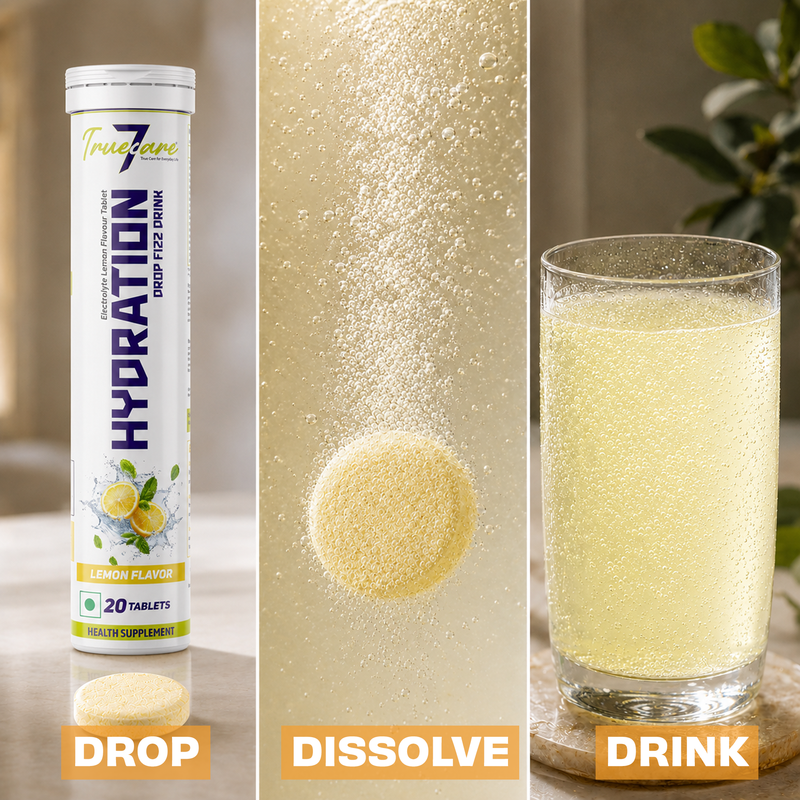 Hydration Electrolyte Effervescent Tablets | Lemon Flavor | Hydration & Mineral Support | 20  Tablets