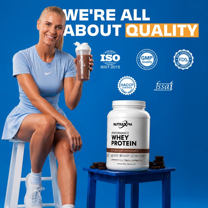 NUTRAXPM Performance Whey Protein – High Quality Protein | 24g Protein | 5.3g BCAA | 2.2 lbs – Double Dip Chocolate