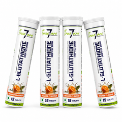 Pack Of 4 L-Glutathione Reduced Effervescent Tablets 500mg with NAC, Vitamin C, Hyaluronic Acid, Astaxanthin & Zinc | Skin Glow, Detox & Antioxidant Support | Orange Flavour | 15 Tablets