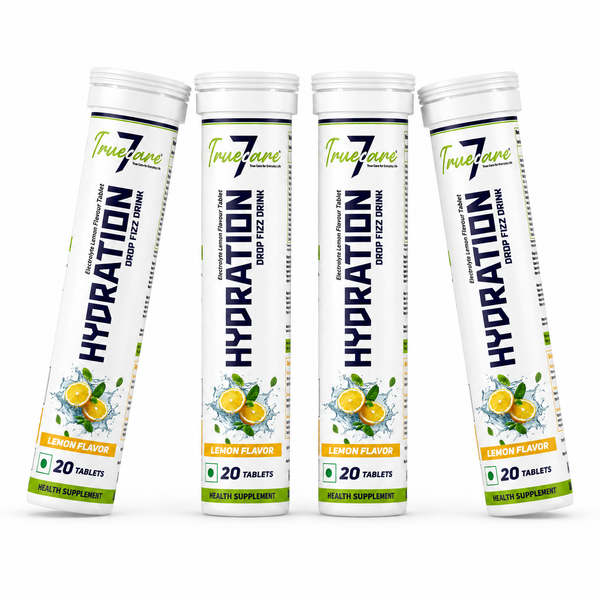 Pack Of 4 Hydration Electrolyte Effervescent Tablets | Lemon Flavor | Hydration & Mineral Support | 20  Tablets