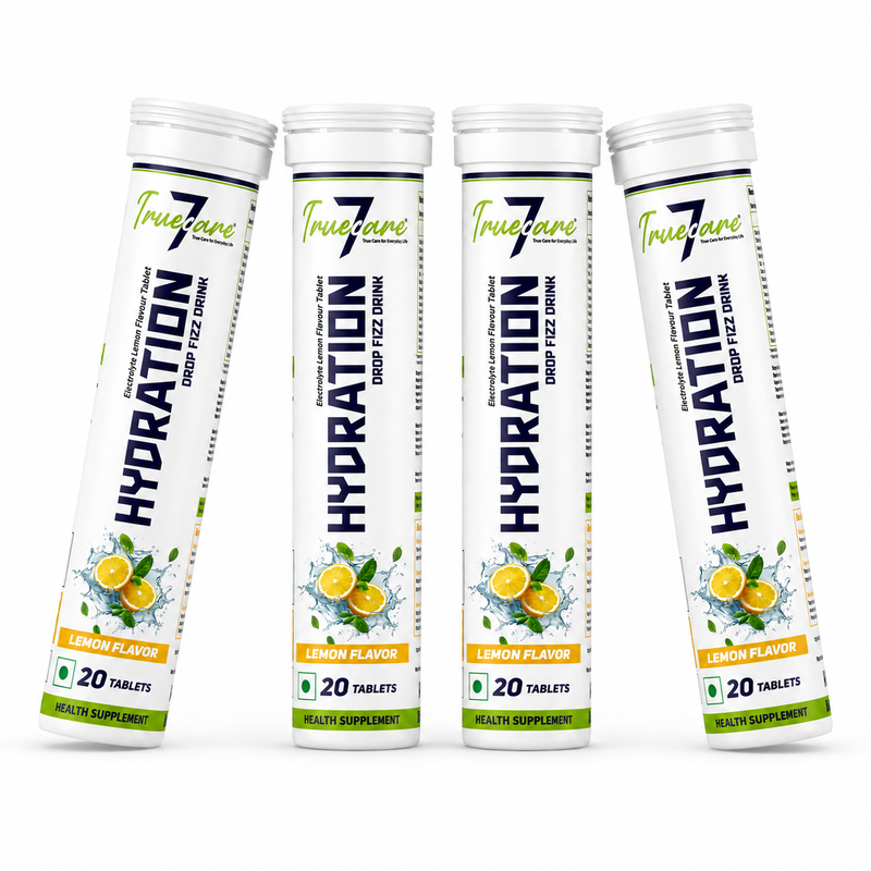 Pack Of 4 Hydration Electrolyte Effervescent Tablets | Lemon Flavor | Hydration & Mineral Support | 20  Tablets