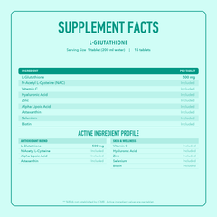 L-Glutathione Reduced Effervescent Tablets 500mg with NAC, Vitamin C, Hyaluronic Acid, Astaxanthin & Zinc | Skin Glow, Detox & Antioxidant Support | Orange Flavour | 15 Tablets