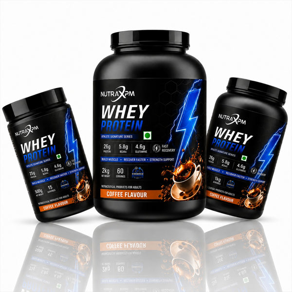 NUTRAXPM Athlete Signature Series • Whey Protein – High Quality Protein | 26g Protein | 5.8g BCAA | Coffee