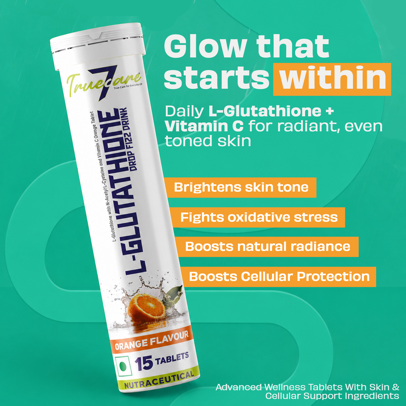 L-Glutathione Reduced Effervescent Tablets 500mg with NAC, Vitamin C, Hyaluronic Acid, Astaxanthin & Zinc | Skin Glow, Detox & Antioxidant Support | Orange Flavour | 15 Tablets