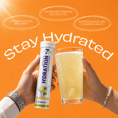 Hydration Electrolyte Effervescent Tablets | Lemon Flavor | Hydration & Mineral Support | 20  Tablets