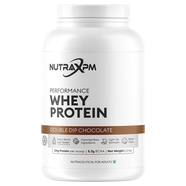 NUTRAXPM Performance Whey Protein – High Quality Protein | 24g Protein | 5.3g BCAA | 2.2 lbs – Double Dip Chocolate