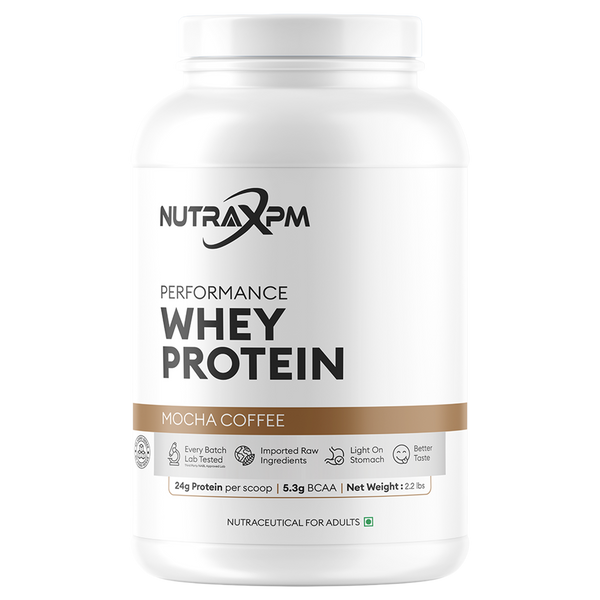 NUTRAXPM Performance Whey Protein – High Quality Protein | 24g Protein | 5.3g BCAA | 2.2 lbs – Cafe Mocha