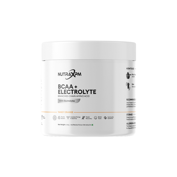 NUTRAXPM BCAA + Electrolyte – Muscle Growth | Faster Recovery | 360g | 30 Servings – Tangy Orange