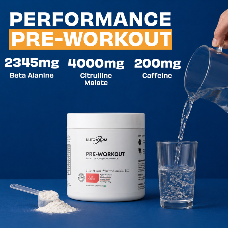 NUTRAXPM Pre-Workout – Energy | Focus | Performance | 360g | 200mg Caffeine – Fruit Punch